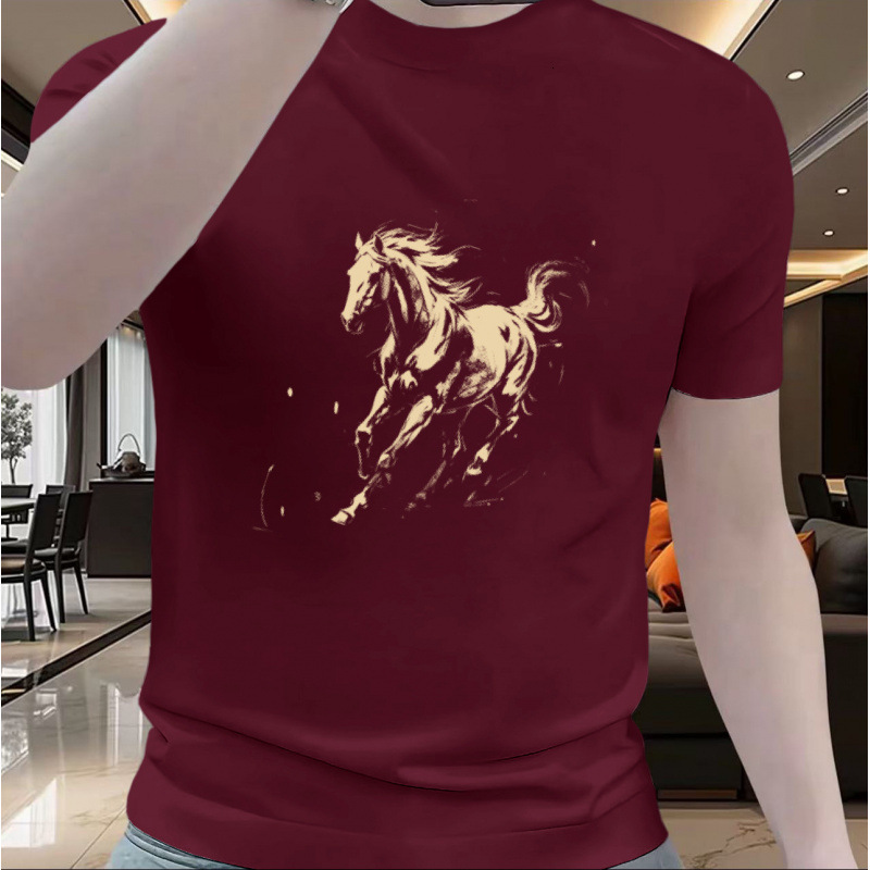 Cotton Short Sleeved T-shirt 2026 Year Of The Horse New Year Designer Luxury Brand Men's Fashion Breathable Trend Brand Top Men's Short Slee