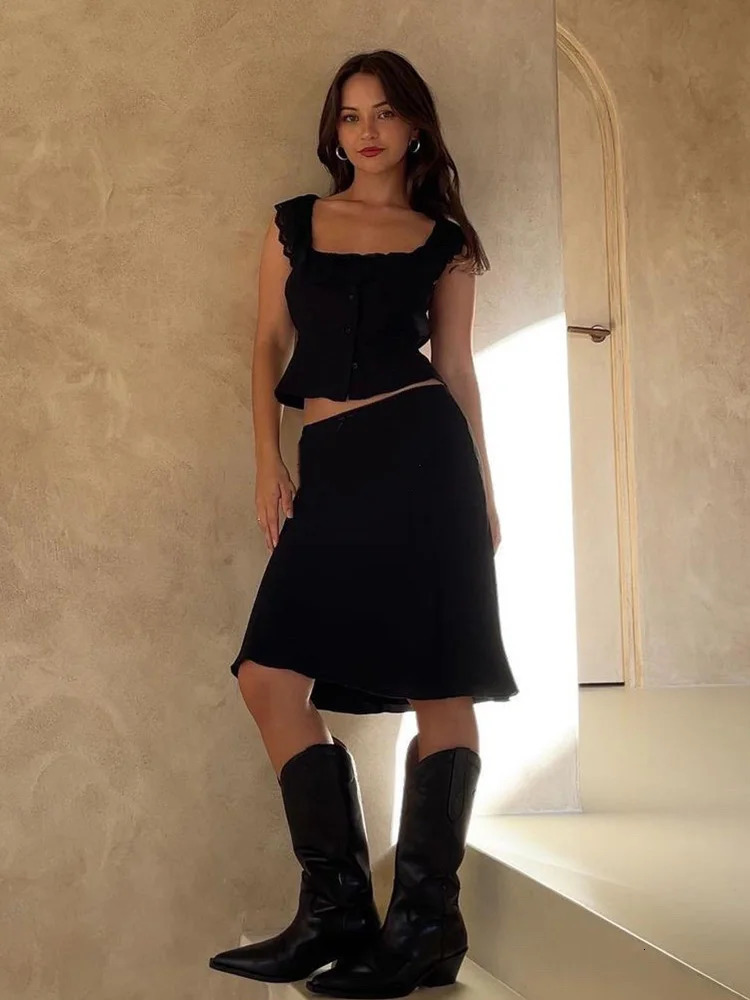 Foridol White Lace Summer Women Set Sleeveless Crop Topmidi Skirt Outfits Beach Holiday Chic Vintage Sundress Dress 260409