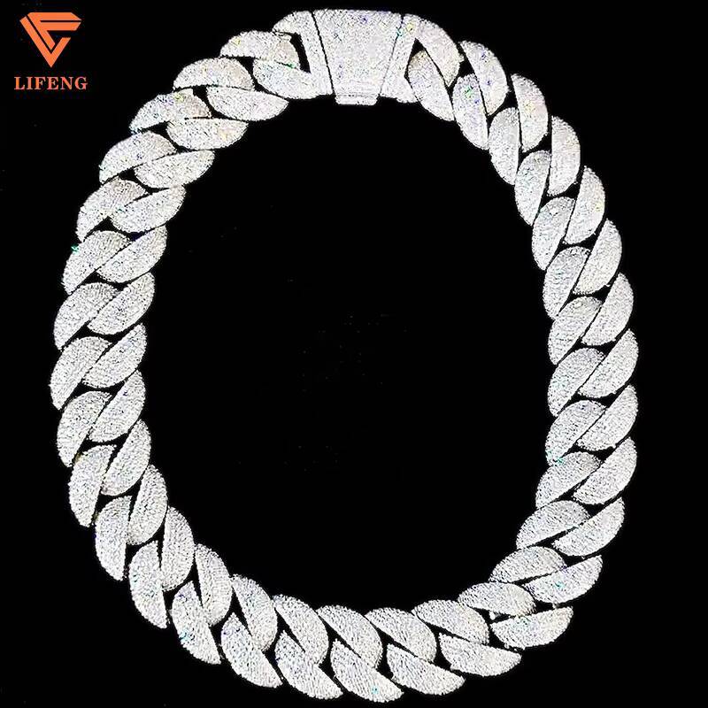 Custom 23mm Big Size Hip Hop Platinum Necklace 925 Silver Cuban Link Chain Moissanite Diamond Charms Mens Wedding Gift Trendy