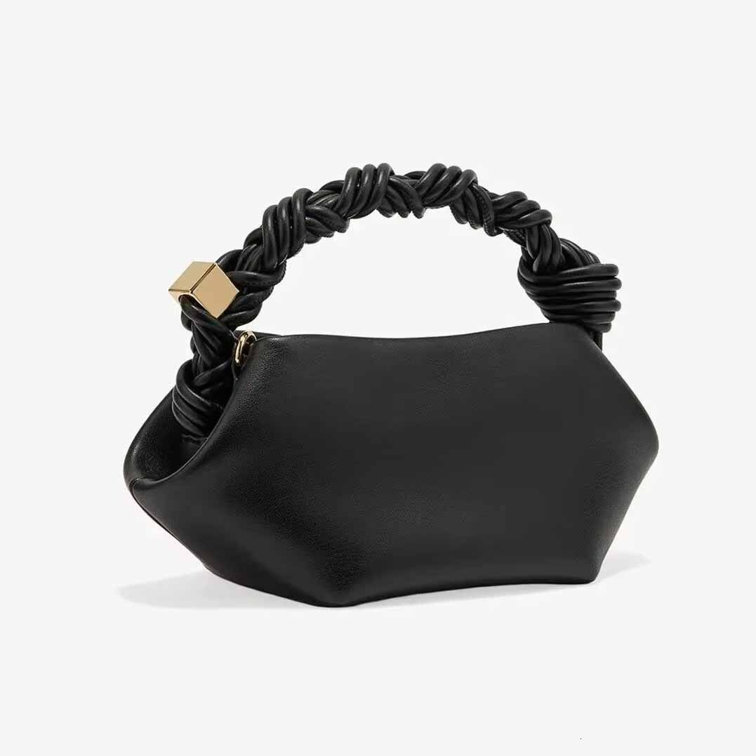 Genuine Braided Handle Clutch - Premium Smooth Leather Handbag, Luxury Multi-way Shoulder Bag