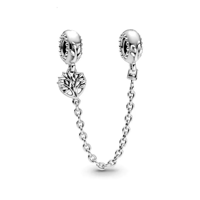 Designer 2026 New Sterling Silver Linked Hearts Safety Chain, Rose Gold Round Charm DIY Jewelry - view 5