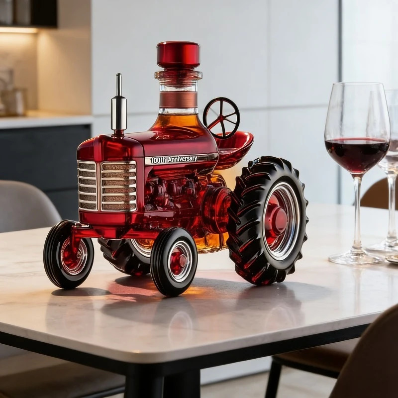 Creative Tractor Shape Glass Whiskey Decanter with Horse Lid Novelty Farm Style Liquor Dispenser Bar Tool Gift for Whiskey 260408