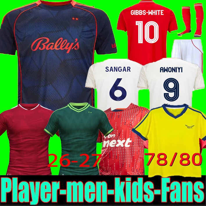 2024 2025 2026 GIBBS WHITE Soccer Jerseys GRABBAN 2024 Men kids Nottinghams Home Kit Forest Awoniyi AMEOBI HUDSON ODOI away 3rd Football Shirts16-4XL
