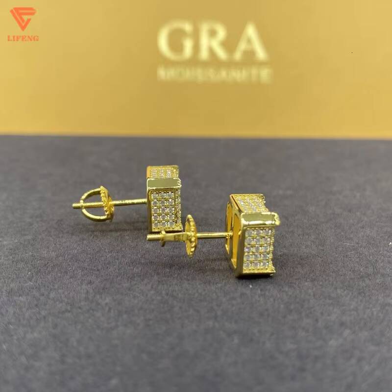 Best One D VVS Moissanite Diamond Earrings Fashion Men Women Beautiful Box 925 Sterling Silver Hip Hop Style Floral Pattern Gold