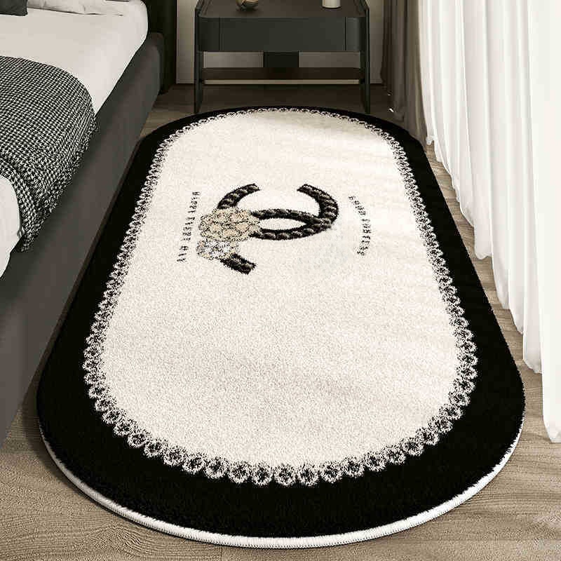 VIKAMA Cashmere Imitated French Small Fragrance Bed Rug Advanced Sense Living Room Study Oval Dirt Resistant Non-Slip Carpet Xj250722 ddmyMon ddmyMon