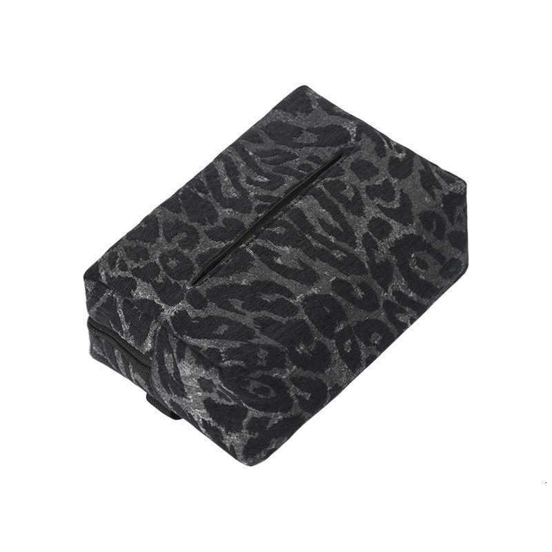 Tissue Box High End Leopard Print Multi Functional Leather Texture Luxury Car Hanging Tissue Bag
