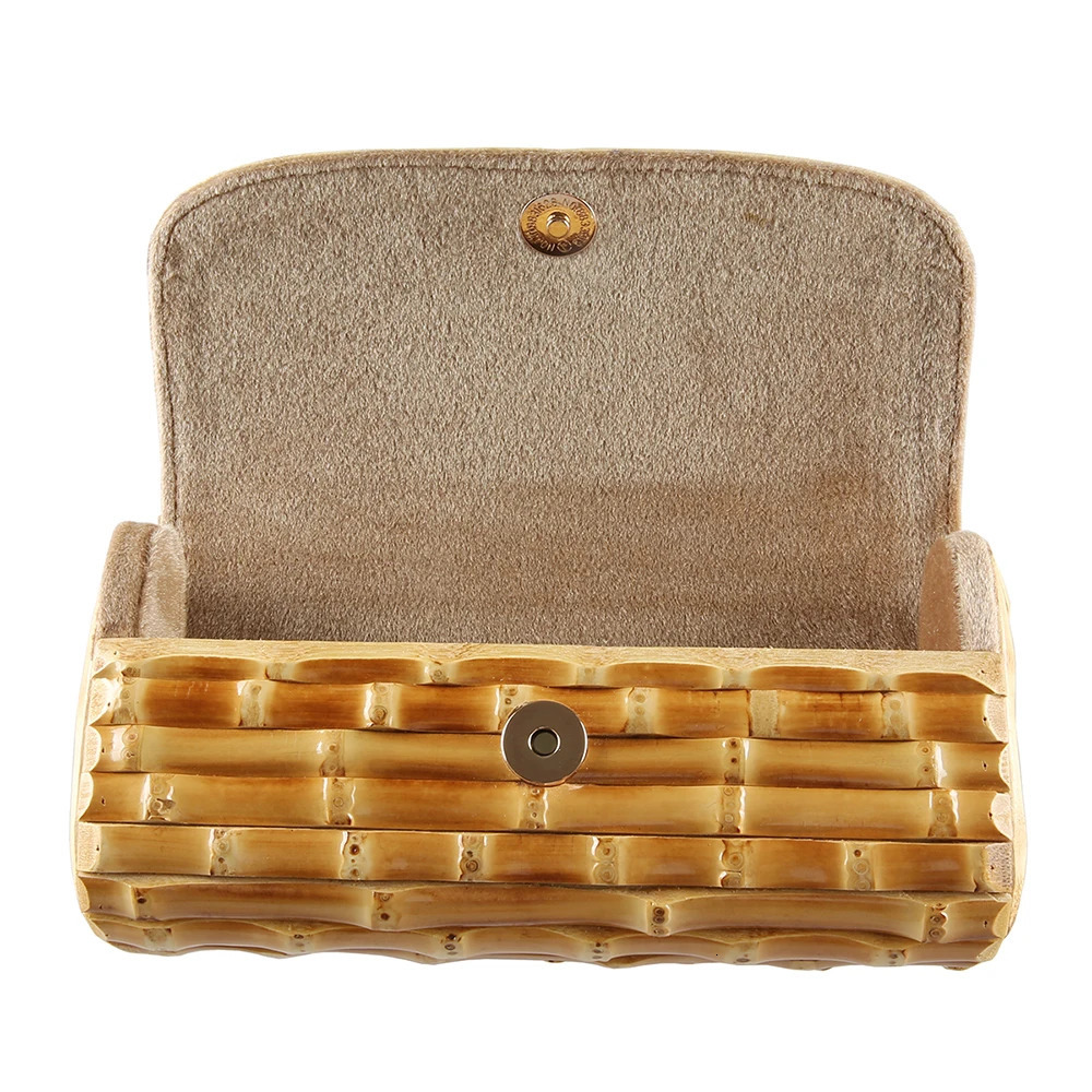 Nilerun Fashion Vintage Retro Hard Wood Rattan Straw Evening Purse Wallet Unique Handmade Natural Bamboo Root Clutch Bag 260408