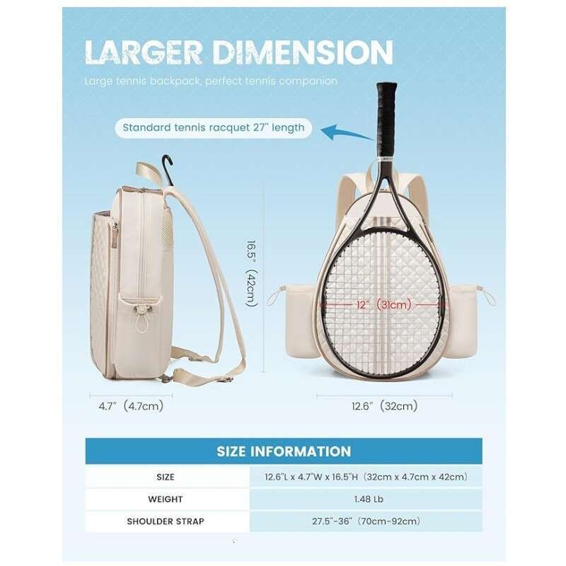 Lightweight Large Capacity Badminton Bag Multifunctional Waterproof Tennis Racket Bag Portable Sports Shoulder Bag for Outdoor Training and Competitio