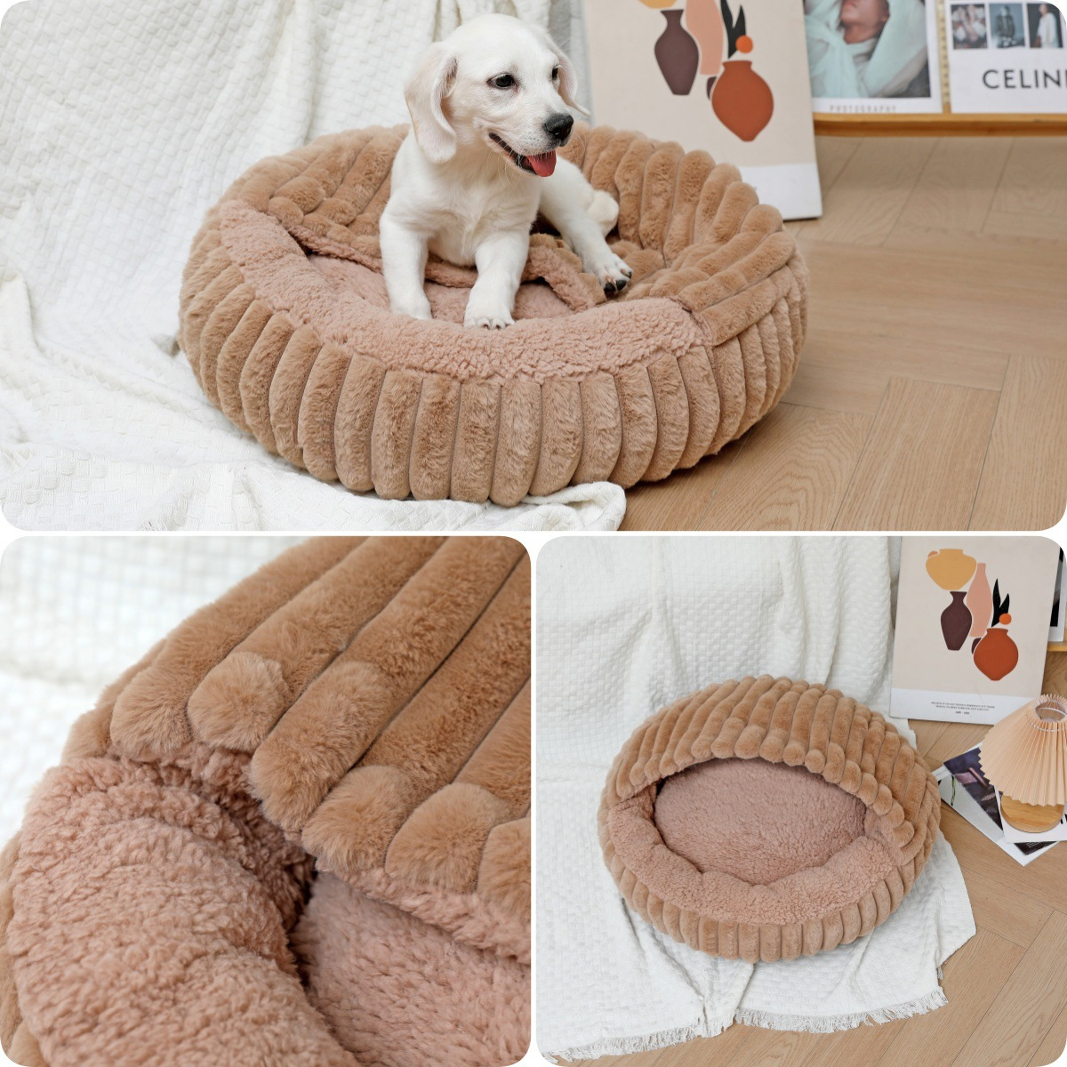 YL-38462 Customized Multi-Color New High-Quality Plush Dog and Cat Kennel with Built-in Blanket for Warmth