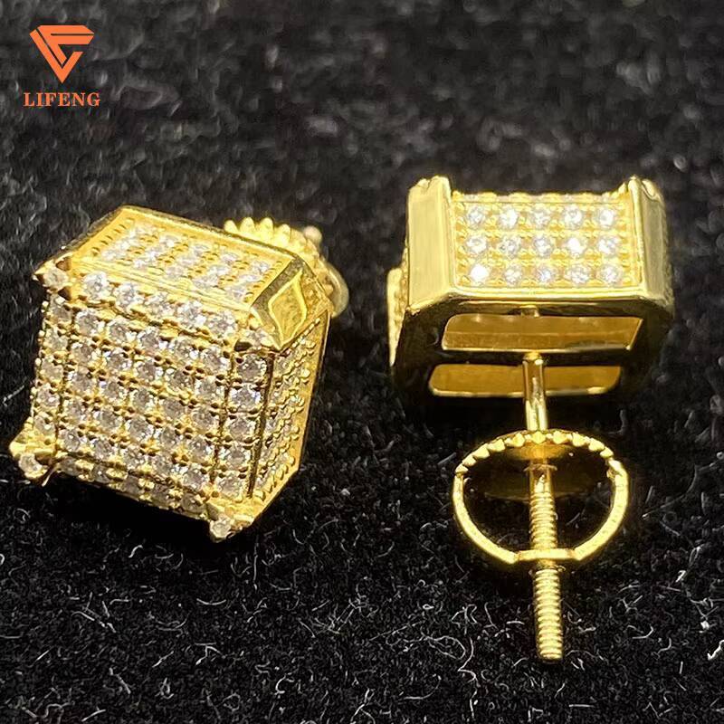 Best One D VVS Moissanite Diamond Earrings Fashion Men Women Beautiful Box 925 Sterling Silver Hip Hop Style Floral Pattern Gold