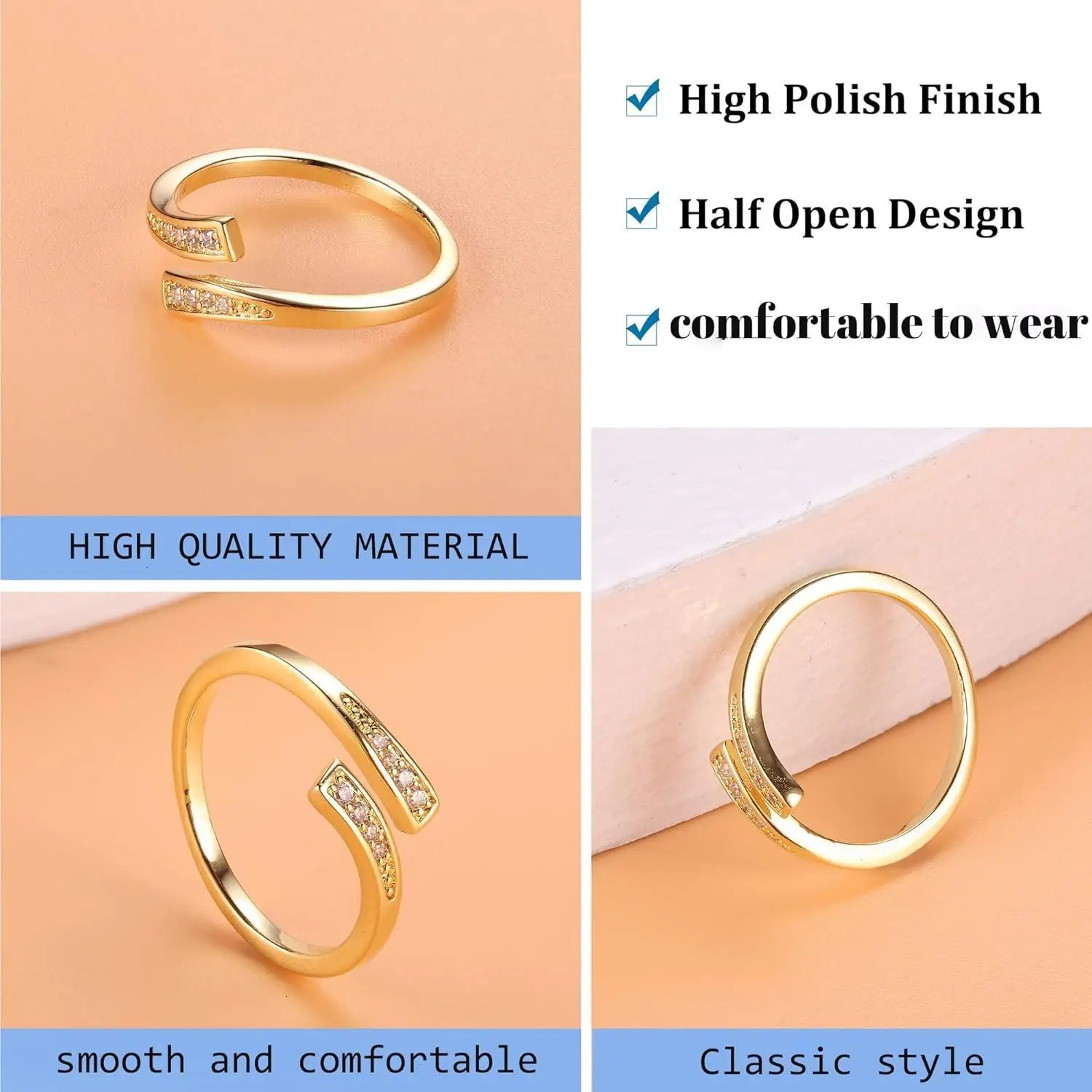 Florideco 14k Gold-plated Toe Rings for Women Adjustable Toe Ring Cubic Zirconia Daisy Flower Summer Beach Foot Jewelry 260408