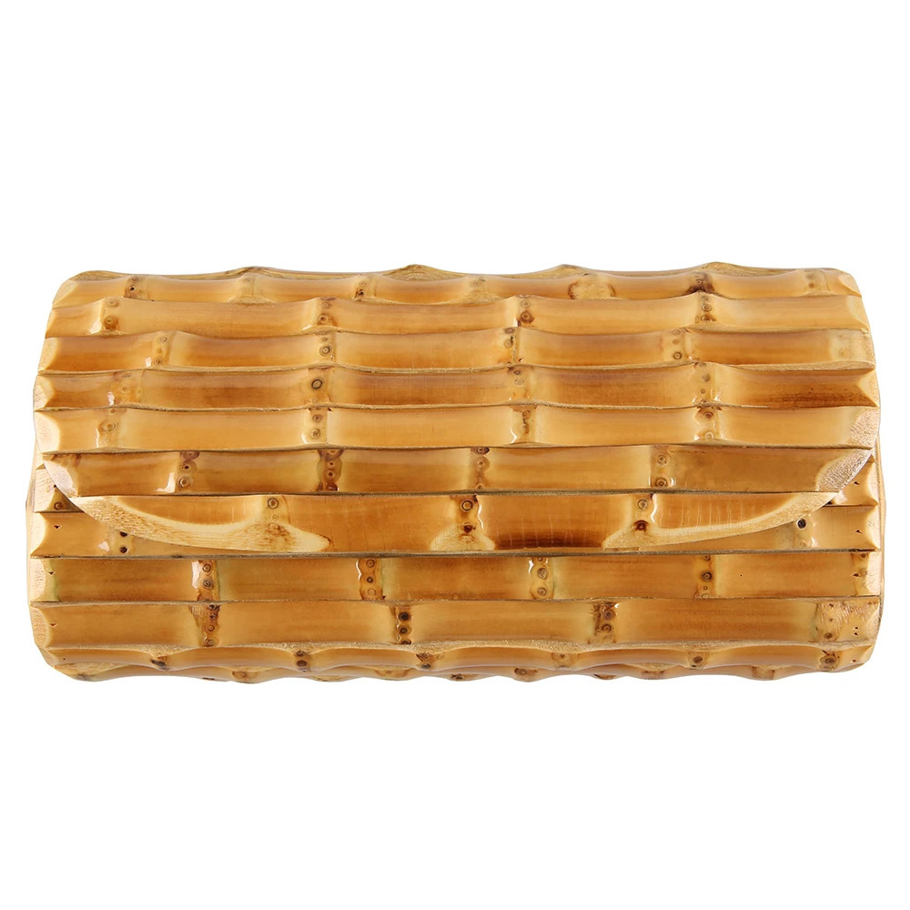 Nilerun Fashion Vintage Retro Hard Wood Rattan Straw Evening Purse Wallet Unique Handmade Natural Bamboo Root Clutch Bag 260408