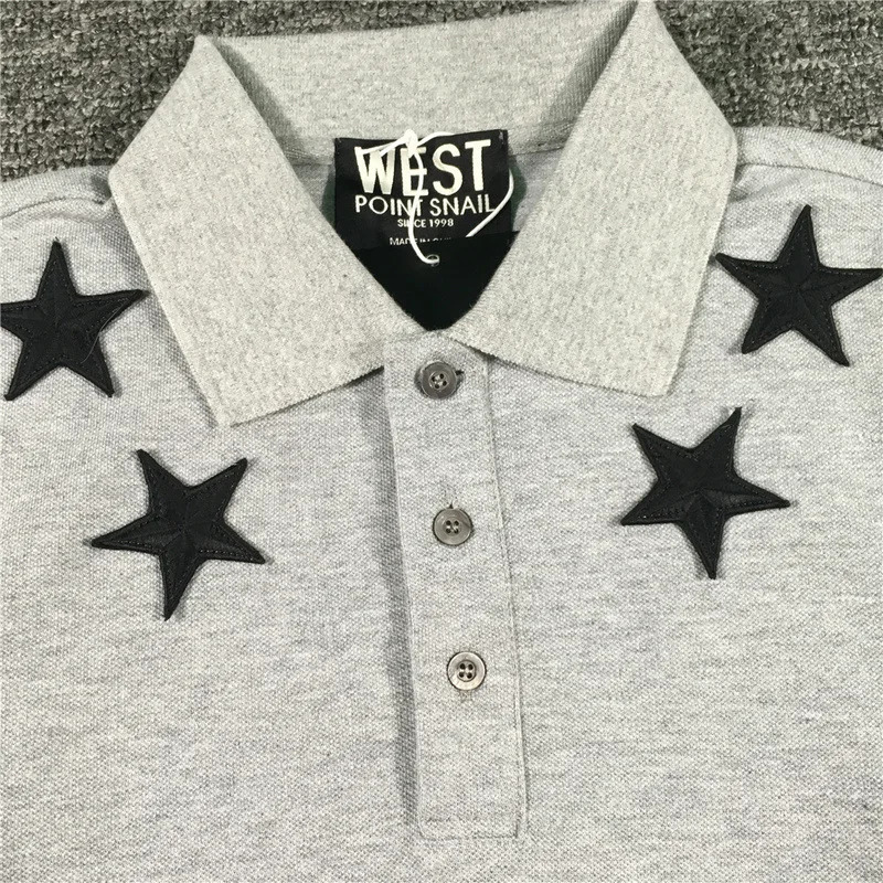 High Novelty Embroidered 7 4 Stars Collar Cute crown Casual Polo Shirts Shirt Skateboard Cotton Polos Top Tee 046 260409
