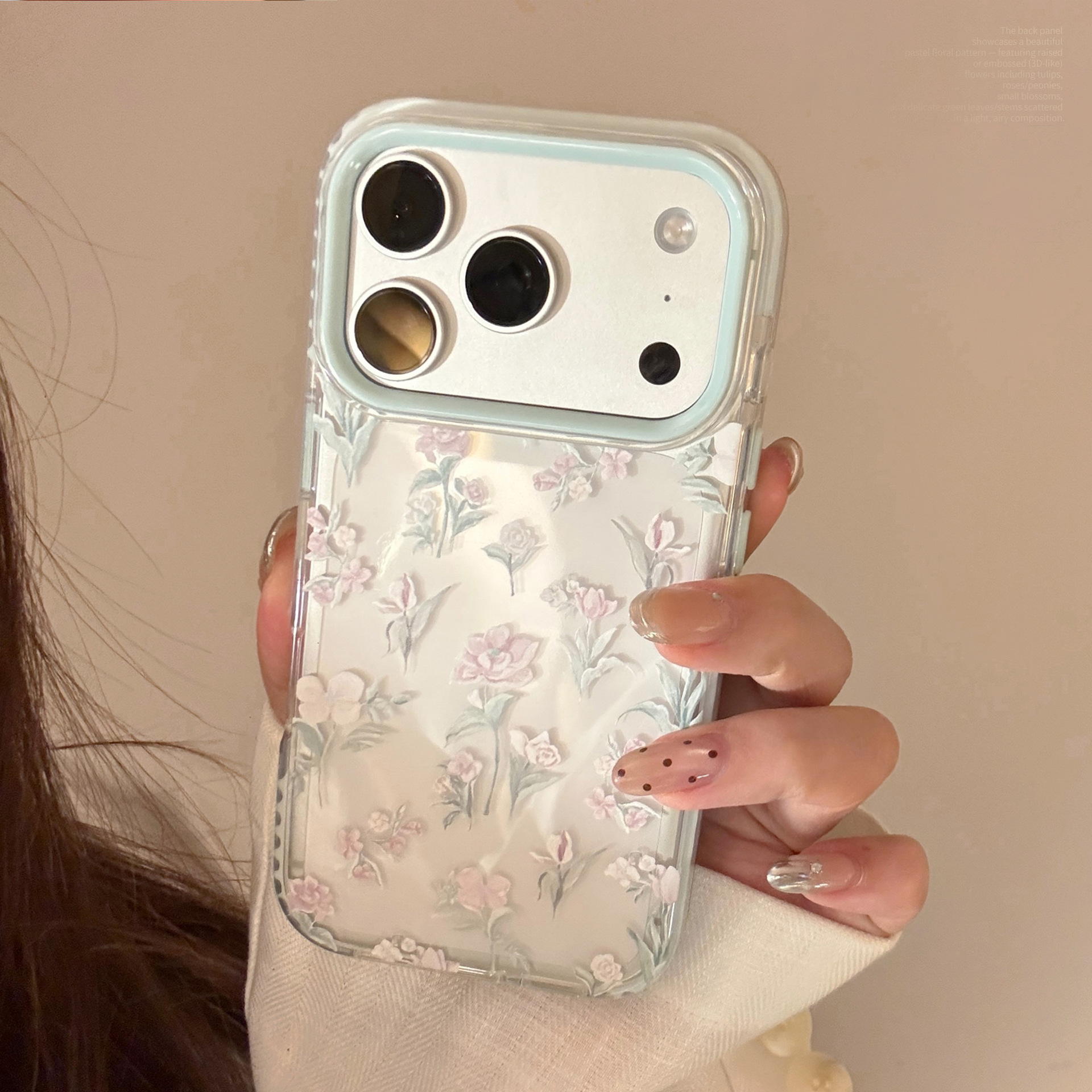 Gentle Blue Flower Transparent Case for iPhone 17 Pro Max 16