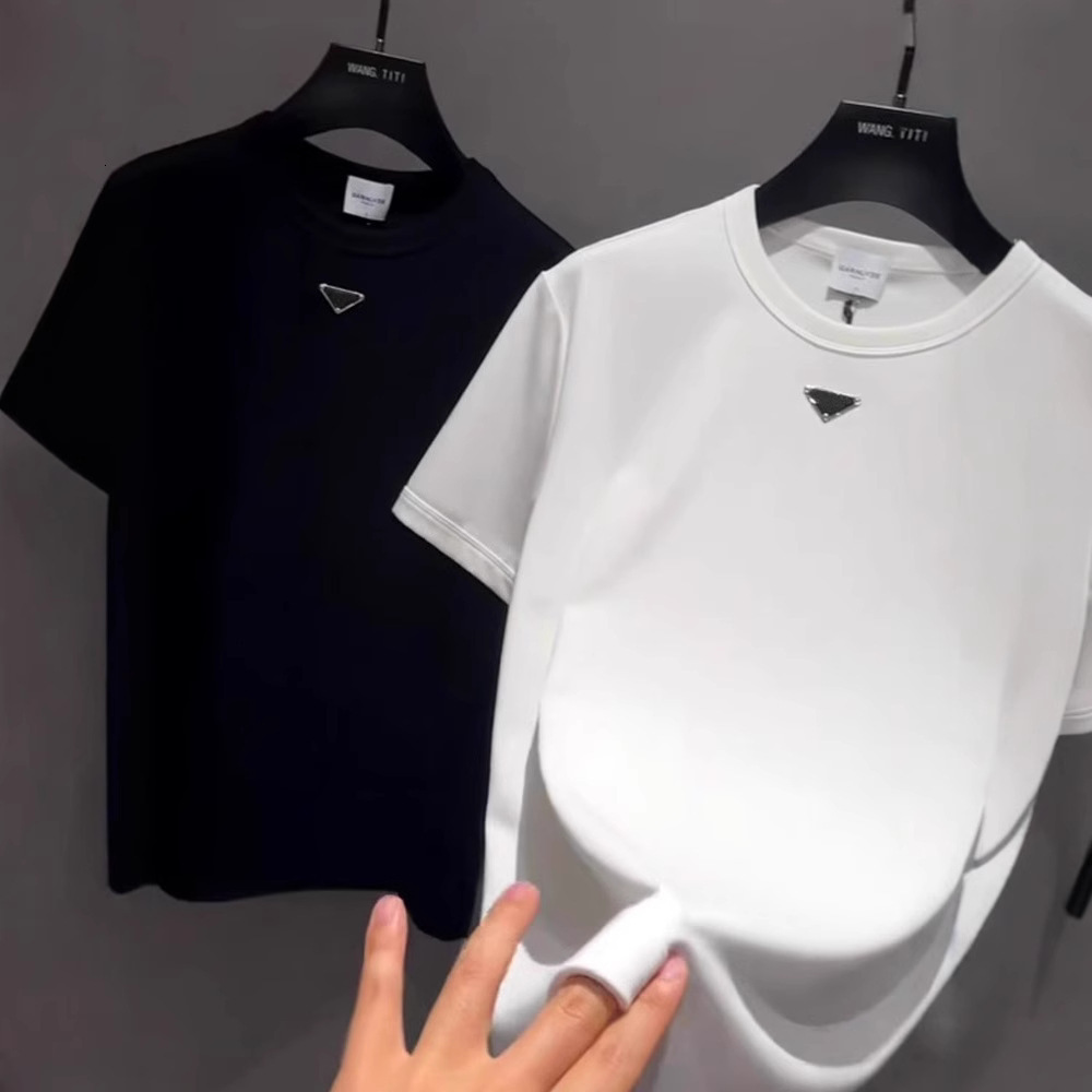 Luxury Brand Designer Clothes This Summer's New Hot Trendy Brand Metal Triangle Logo Fashion Round Neck Short Sleeve Breathable Casual T-Shirt Fo