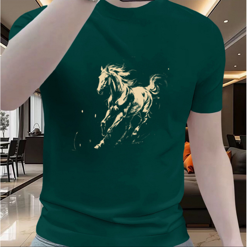 Cotton Short Sleeved T-shirt 2026 Year Of The Horse New Year Designer Luxury Brand Men's Fashion Breathable Trend Brand Top Men's Short Slee