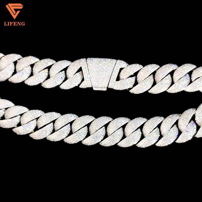 Custom 23mm Big Size Hip Hop Platinum Necklace 925 Silver Cuban Link Chain Moissanite Diamond Charms Mens Wedding Gift Trendy