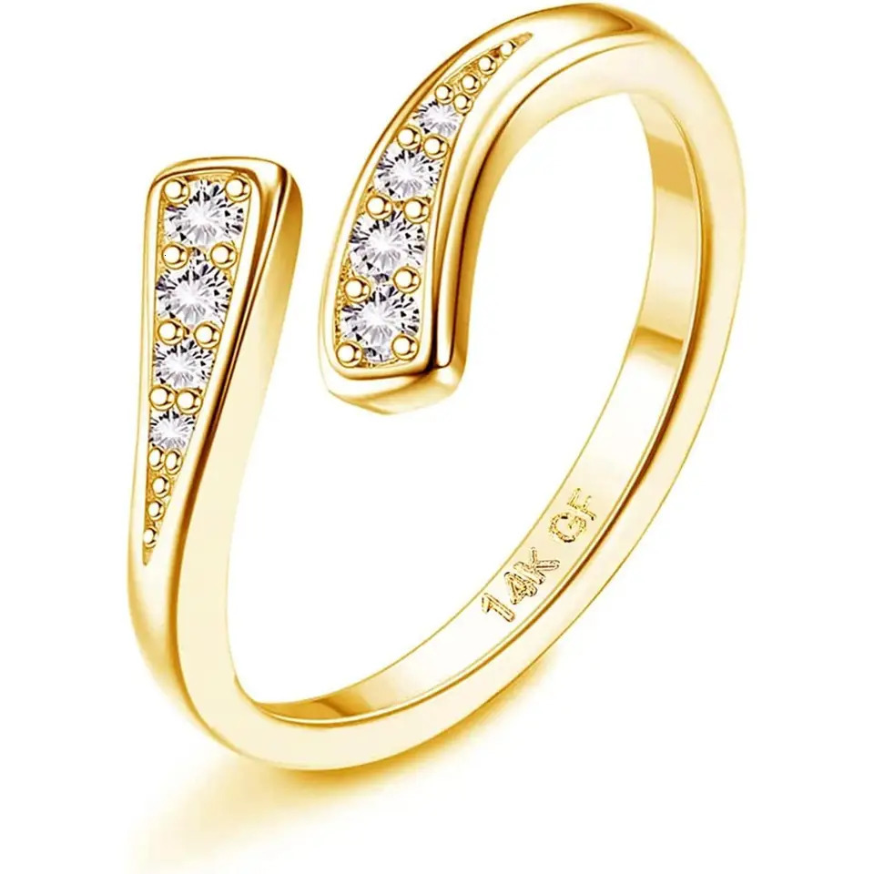 Florideco 14k Gold-plated Toe Rings for Women Adjustable Toe Ring Cubic Zirconia Daisy Flower Summer Beach Foot Jewelry 260408