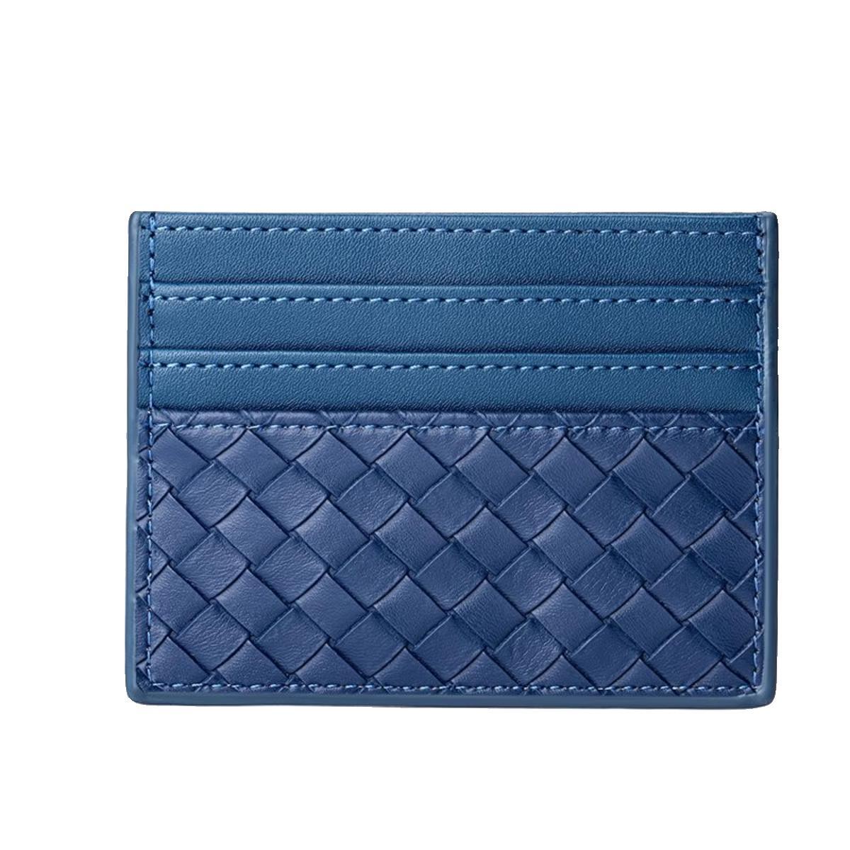 Woven Intreccio Leather Card Holder - Premium Genuine Leather Card Wallet, Luxury Minimalist Card Case