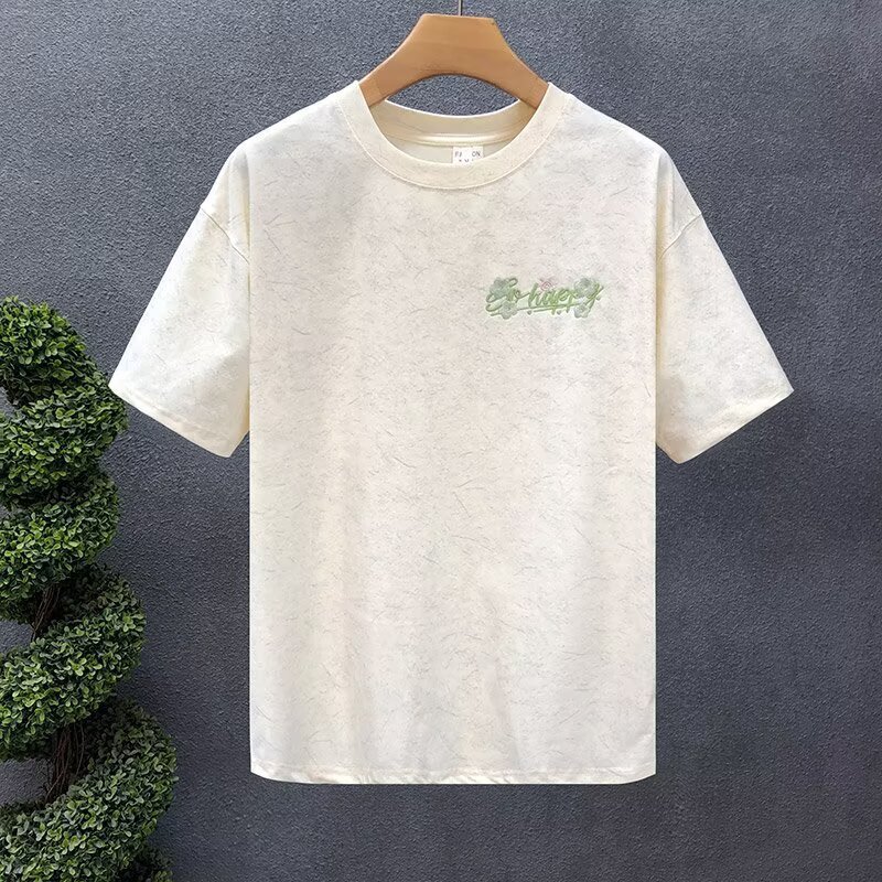 2026 New Designer Luxury Brand American Retro Men's Short Sleeved Shirt Embroidered Logo Simple High-end Multifunctional Round Neck Half Sleeved 