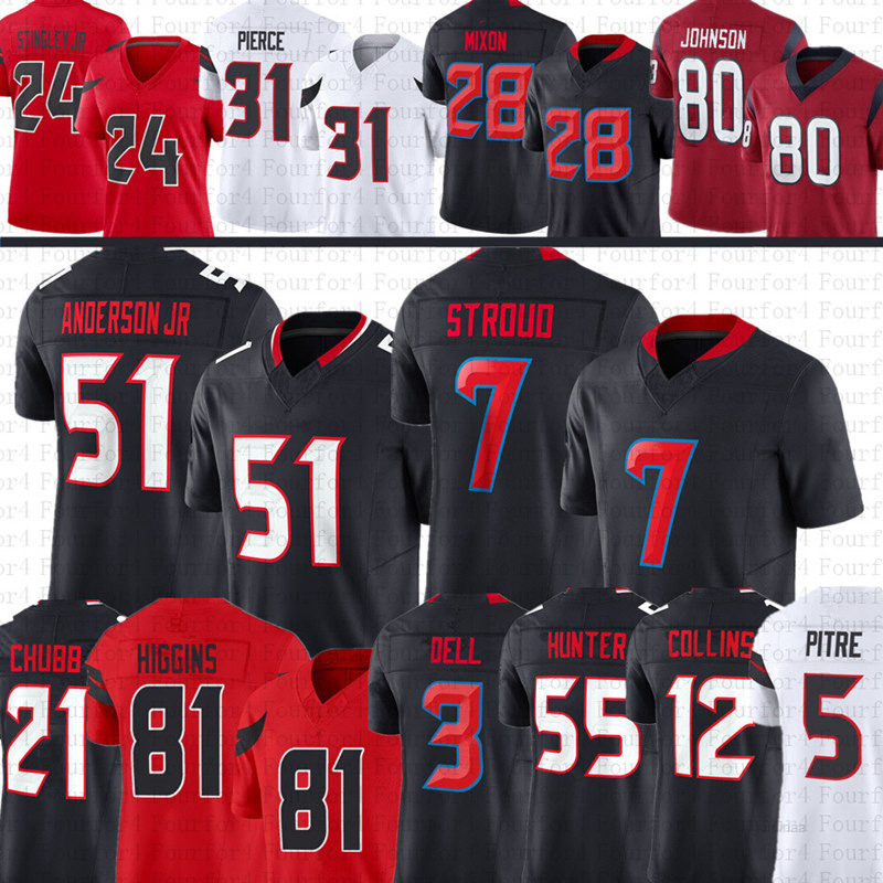 CJ Stroud Nico Collins Football Jersey Jayden Higgins Nick Chubb Will Anderson Jr Tank Dell Andre Johnson Hunter Joe Mixon JJ Watt Kamari Lassiter Der