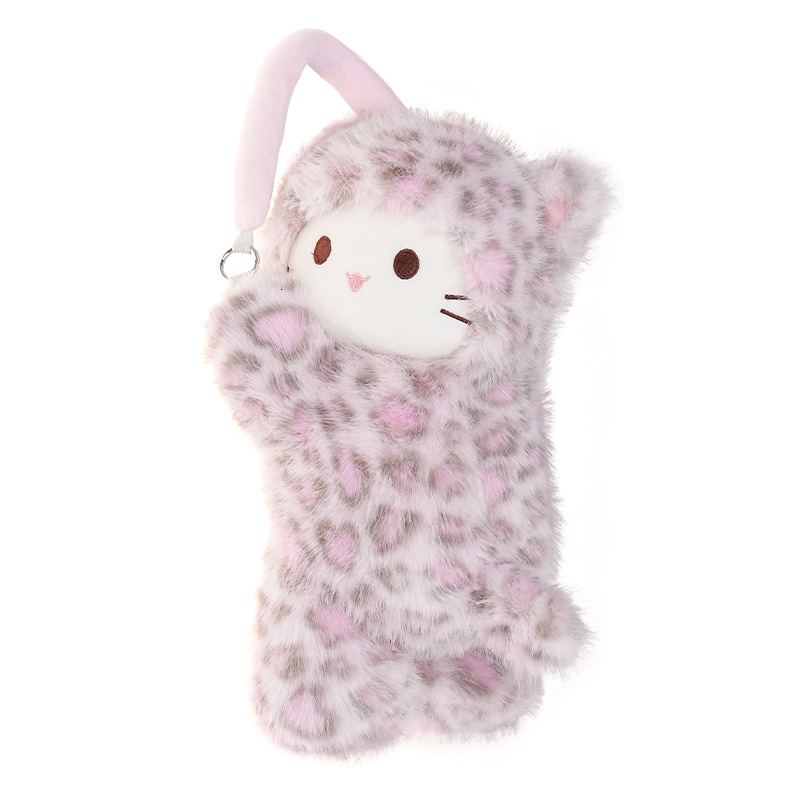 Tissue Box Leopard Print Cat Hanging Doll Cute Plush Car Tissue Bag