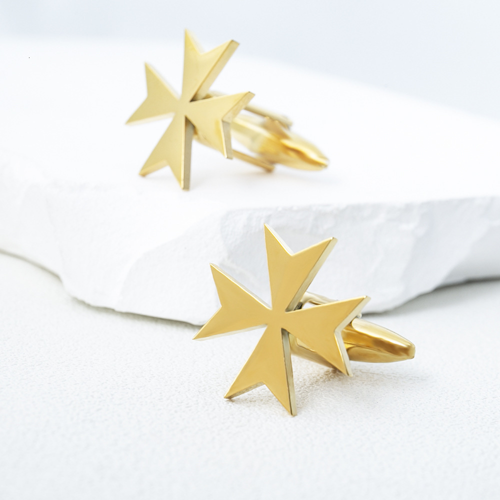 Men's Stainless Steel French Cufflinks with Cross Design, Designer Studs, Suit Accessories, Metal Buttons, Shirt