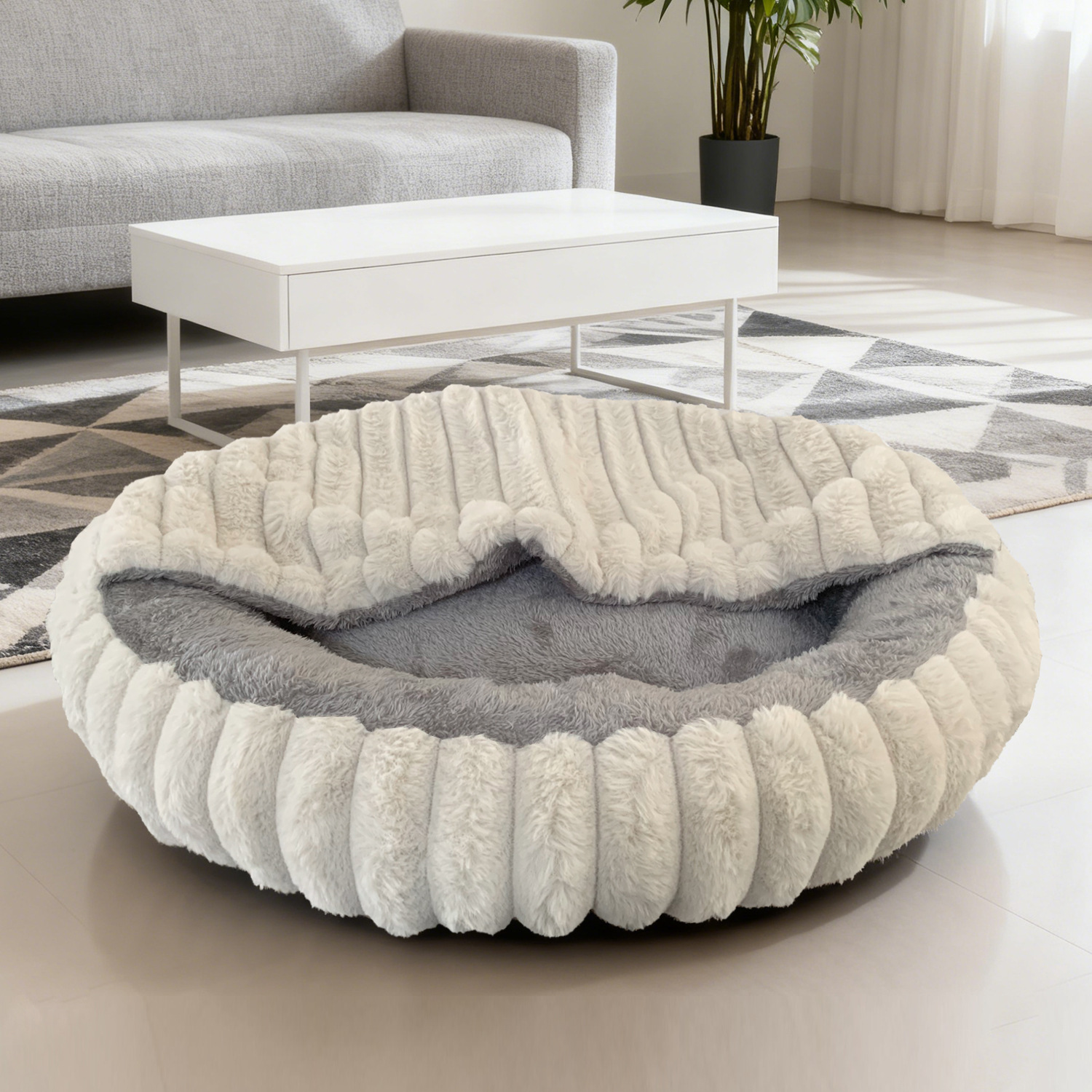 YL-38465 Customized Multi-Color New High-Quality Plush Dog and Cat Bed with Built-in Blanket for Warmth