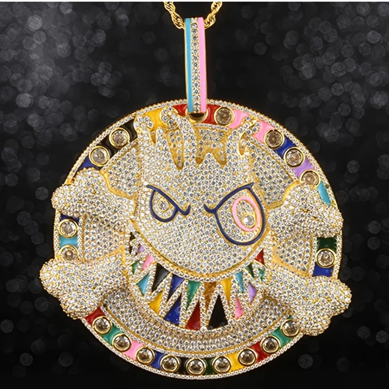 Men Iced Out Bling Hip Hop Disc Pendant Cubic Zirconia Silver Color Men Fashion Men Women Jewelry 260407 - view 6