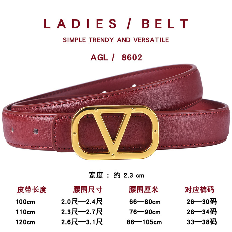 2026 Designer Luxury Angora Burgundy Belt, Popular Red Belt For The Zodiac Year, Korean-style Women's Belt, Versatile And Fashionable Letter-prin