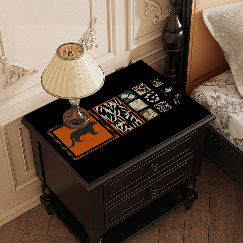 Table Mat Medieval Retro Window Pattern Vintage Style Bedside Table Protector High End Dustproof Waterproof Heat Resistant Leather Tablecloth Dust Cov