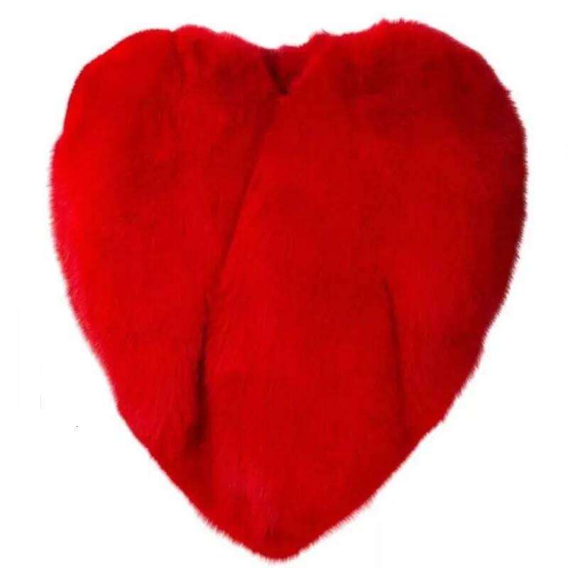 New Winter Women Faux Fox Fur Warm Coat Red Love Heart Printed Shawl Style Jacket Fashion High Quality Ladies Outerwear MAKOUFEI