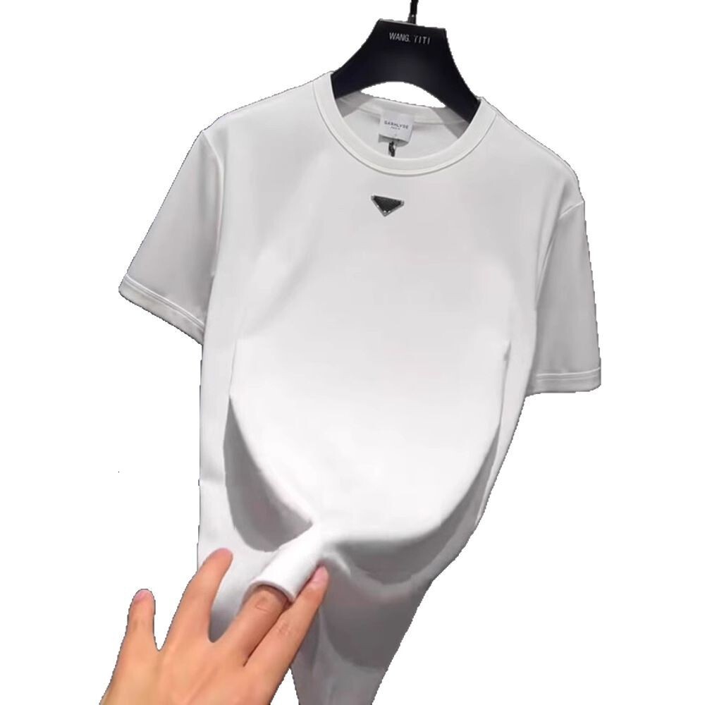 Luxury Brand Designer Clothes This Summer's New Hot Trendy Brand Metal Triangle Logo Fashion Round Neck Short Sleeve Breathable Casual T-Shirt Fo