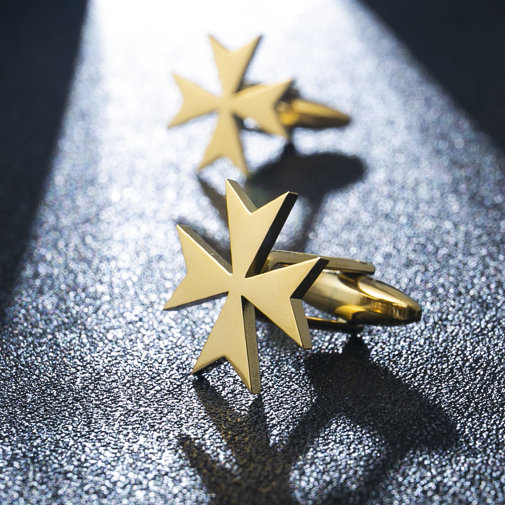 Men's Stainless Steel French Cufflinks with Cross Design, Designer Studs, Suit Accessories, Metal Buttons, Shirt