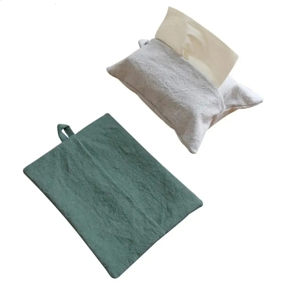 Tissue Box Fabric Bag Style Luxury Checkerboard Woven Pu Leather Napkin Case Living Room Office Desktop Home Decoration Designer Paper Towel Cover