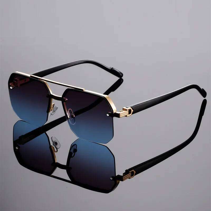 Pilot Sunglasses Men Flat Top Half Frame UV400 Sun Glasses Classic Travel Casual Vintage Shades 26Y0409