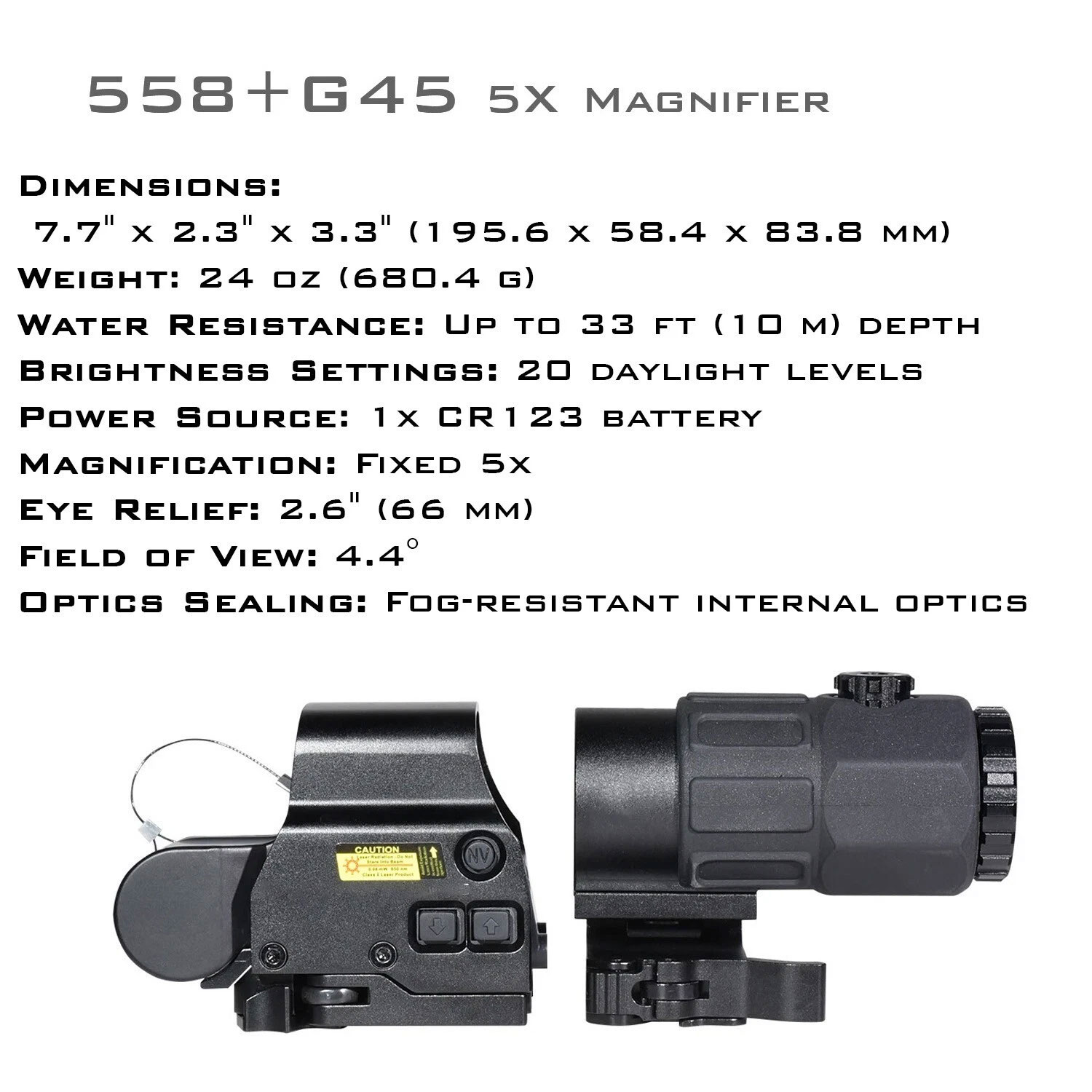 G45 558 Holographic Red Dot Sight combination 558 G33X Sight Magnifier Collimator Sights Reflex with 20mm Holographic Scope Red Illuminated