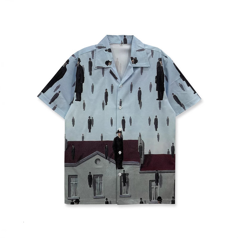Luxury Brand Designer Clothes Trendy Brand European Size Short Sleeve Retro Printed Shirt For Men, Niche Cool Beach Couple Loose Shirt For Women