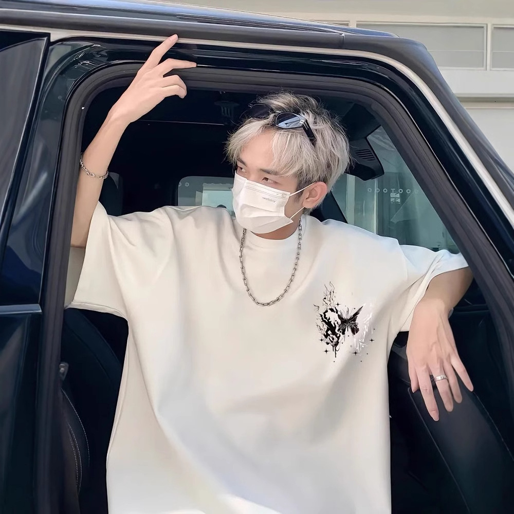 2026 New Designer Luxury Brand Fashion Cool Street Style Men's T-shirt High-end Summer Cotton Butterfly Short Sleeved US High Street Niche Five Q