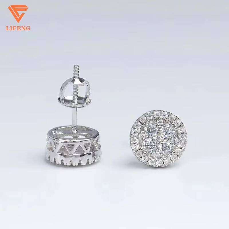 Luxury Jewelry D VVS1 Diamond Moissanite Earrings Halo Stud Push Back 925 Sterling Silver Earrings for Women Girls