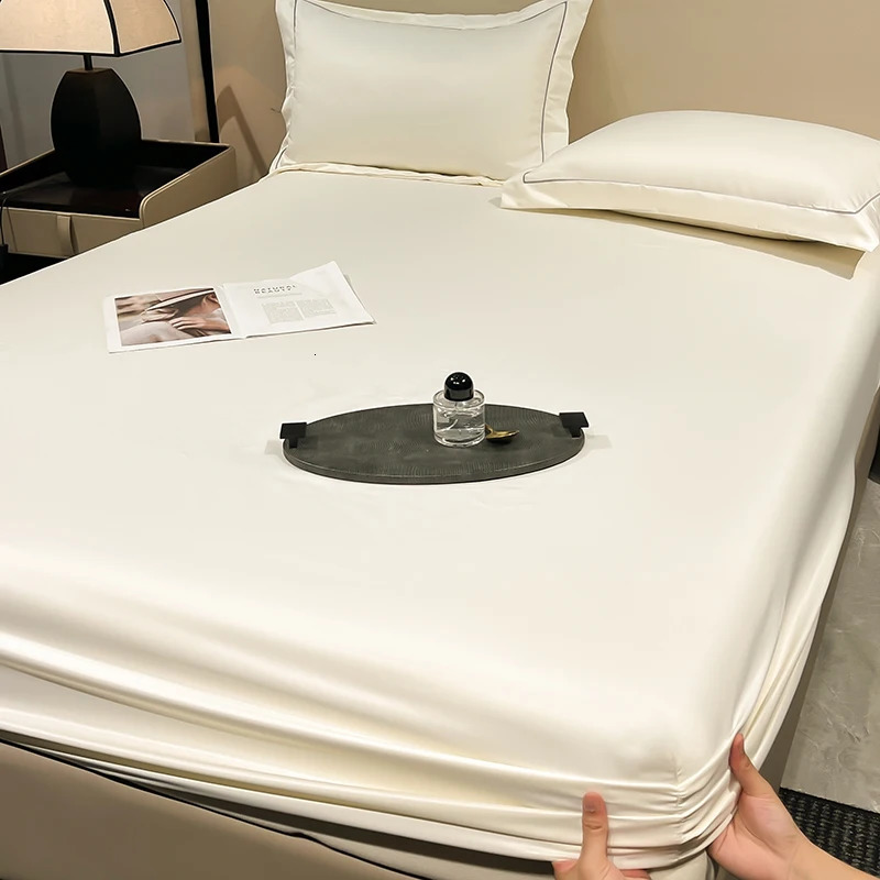 Mulberry Silk Fitted Bed Sheet with Elastic Bands Mattress Cover Single Double Queen King Size Bed Cover 120/140/160/180 260402