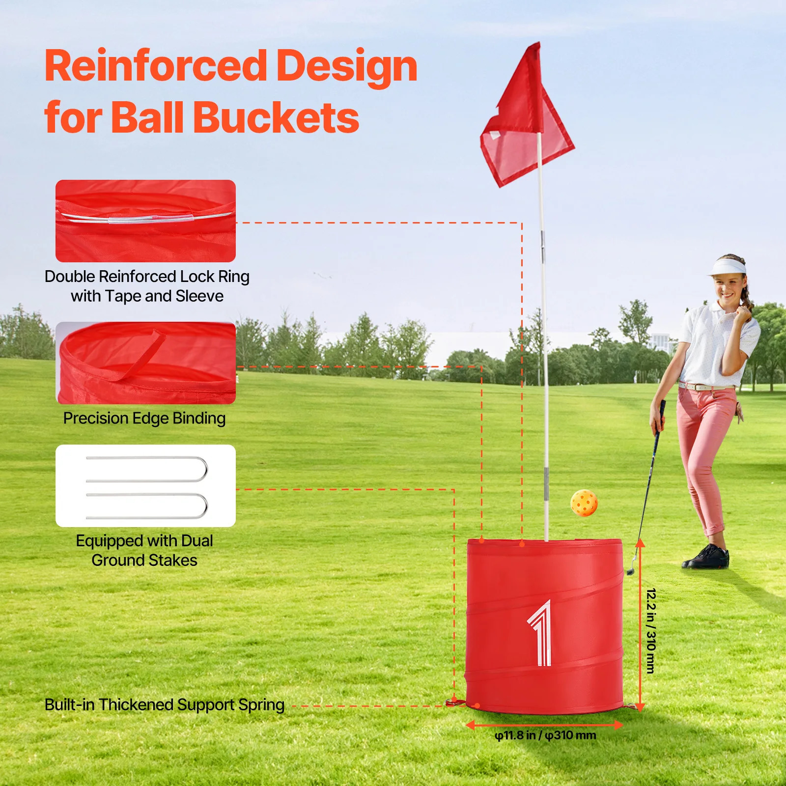 SucceBuy 369 Hole Kids Backyard Golf Game Portable Bucket Course Practice Chipping Games for Family Outdoor Sports Toys 260408