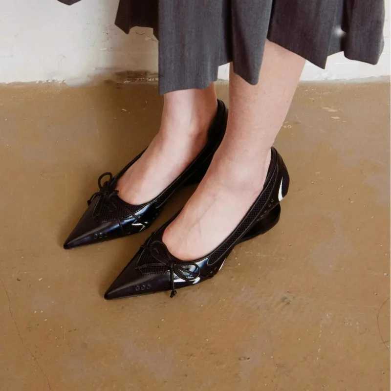 Womens High Heels Bow Mary Jane Shoes New Designer Shallow Single Shoes Non-Slip Women Casual Shoes Slip on Pointed Toe Pumps L260409