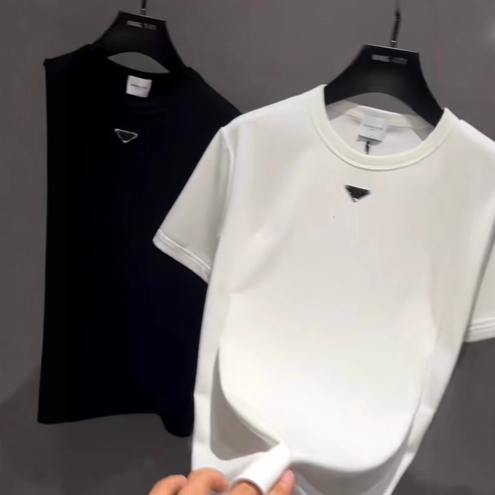 Luxury Brand Designer Clothes This Summer's New Hot Trendy Brand Metal Triangle Logo Fashion Round Neck Short Sleeve Breathable Casual T-Shirt Fo