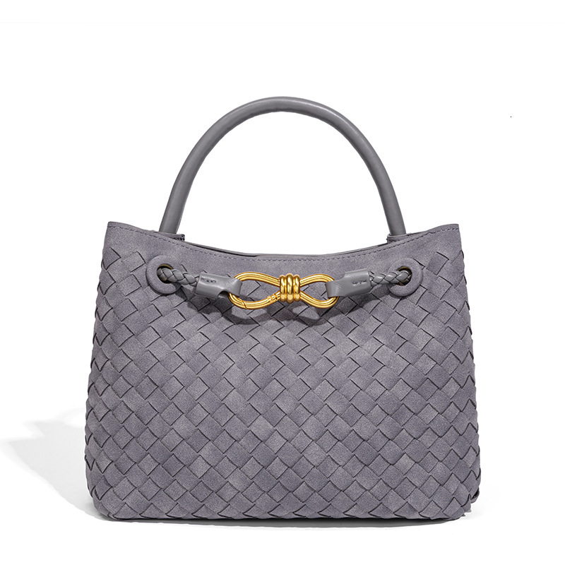 Large Capacity Woven Leather Tote, Women's Genuine Leather Handbag with Detachable Strap, Spacious Work & Shopping Bag