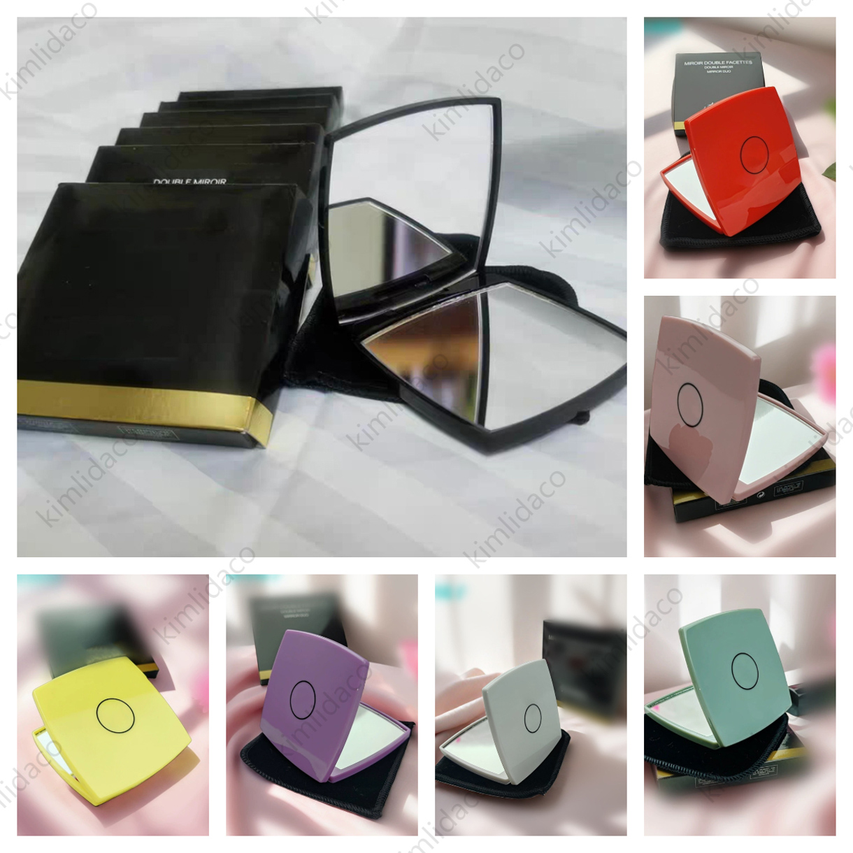 Brand Compact Mirrors Folding Velvet Dust Bag Magnifying glass Mirror With Black Makeup Tools Portable Classic Style