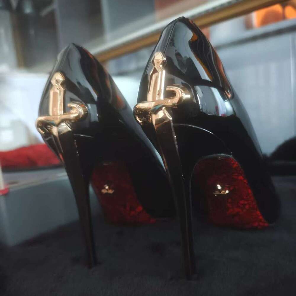 Metal High Thin Heels Comfortable Genuine Printed Red Sole Pointed Toe Women S High End Leather Single Shoes For Women MOJIDASHU