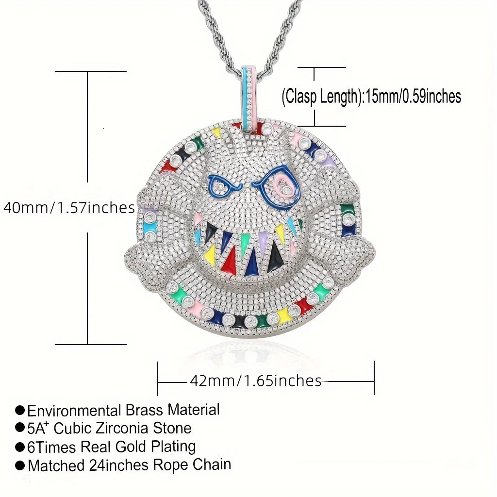 Men Iced Out Bling Hip Hop Disc Pendant Cubic Zirconia Silver Color Men Fashion Men Women Jewelry 260407 - view 7