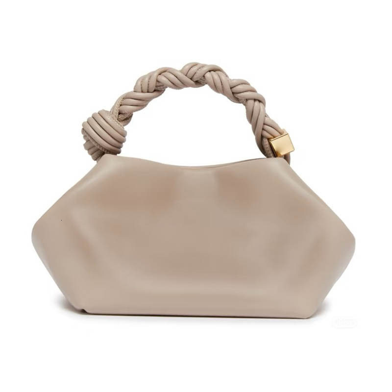Genuine Braided Handle Clutch - Premium Smooth Leather Handbag, Luxury Multi-way Shoulder Bag