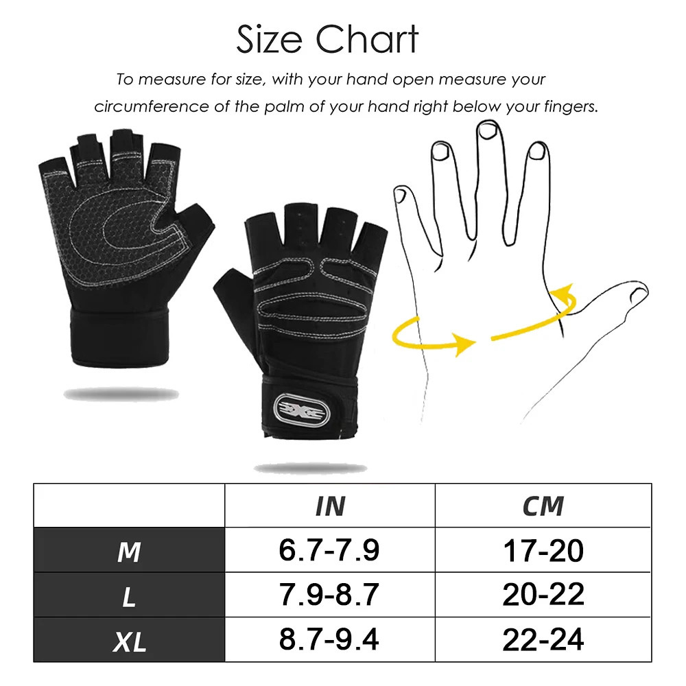 Workout Gloves for Men Women Half Finger Glove with Wrist Wrap Sport Weight Lifting Training Bicycle Motorcyclist Gym 260408
